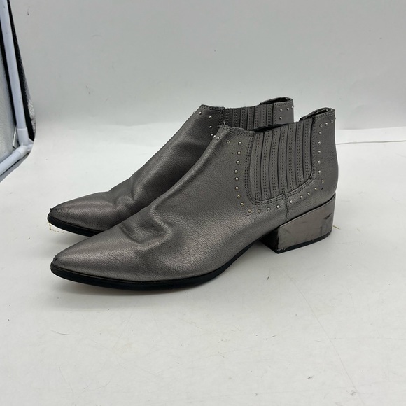 Marc Fisher Women’s Idalee Metallic Silver Studded Chelsea Ankle Boots - Picture 2 of 14